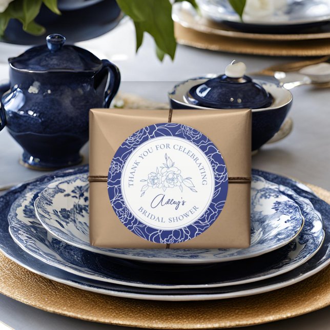 Adesivo Redondo Algo Azul Antes de Eu Fazer Elegante Chá de Noiva (Criador carregado)