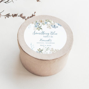 Adesivo Redondo Algo Azul Antes de Fazer Chuveiro de Noiva Floral