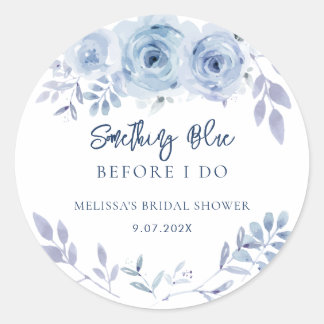 Adesivo Redondo Algo Azul Antes do Floral Bridal Shower