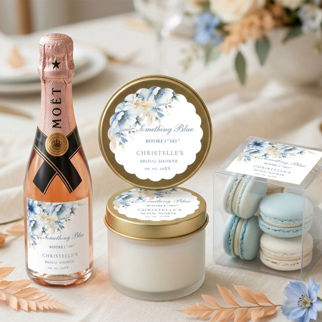 Adesivo Redondo Algo azul antes do floral Chá de noiva (Criador carregado)