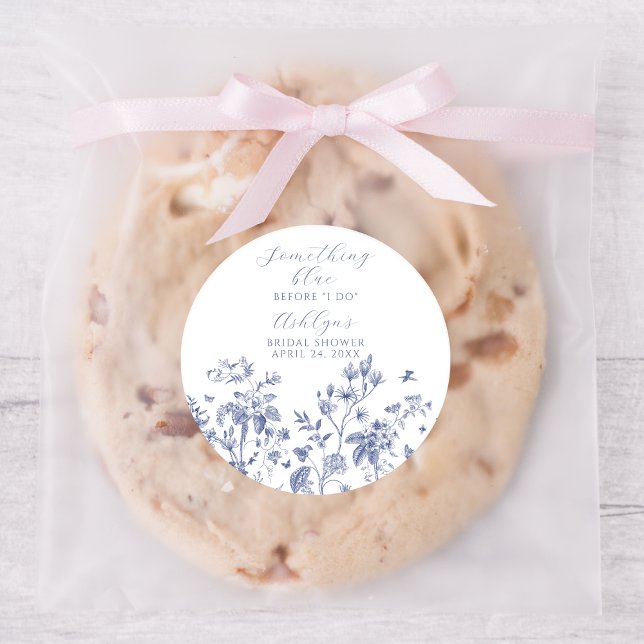 Adesivo Redondo Algo Azul Antes Que Eu Faça Chás de panela (Criador carregado)