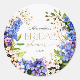 Adesivo Redondo Algo Azul: Bridal Shower de Respiro de Bebê & Linh