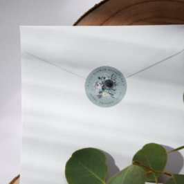 Adesivo Redondo Algo Azul | Buquê Endereço de devolução botânica