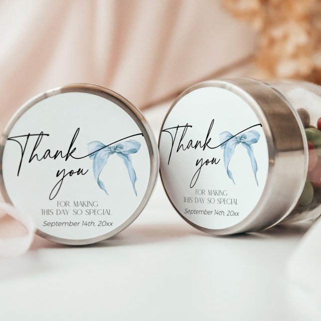 Adesivo Redondo Algo Chá de panela Azul Arco Empoeirado Obrigado (Criador carregado)