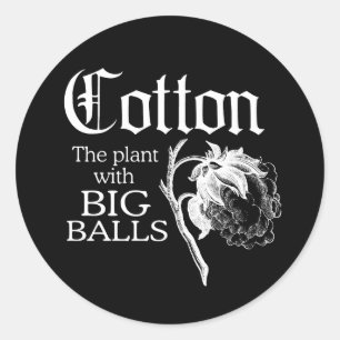 Adesivo Redondo ALGODÃO a PLANTA COM o t-shirt GRANDE das BOLAS