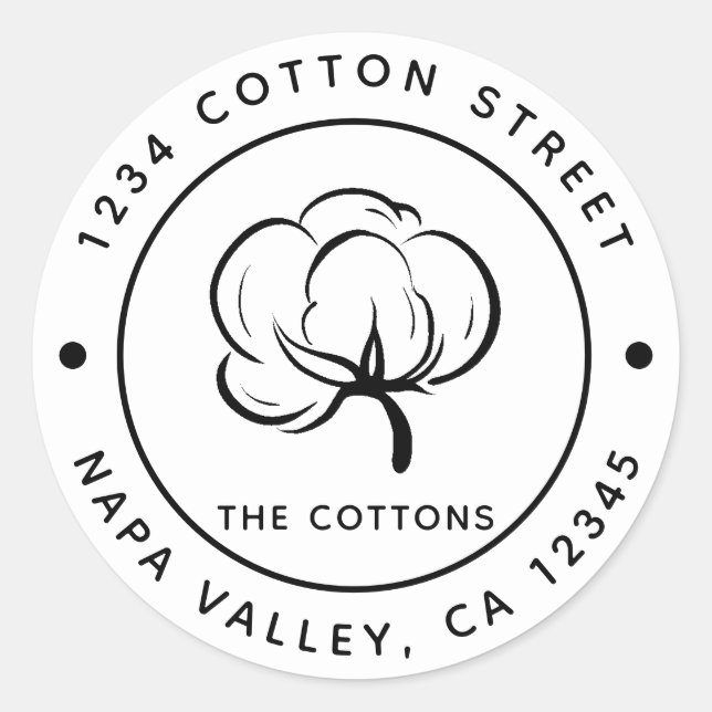 Adesivo Redondo Algodão | Crie seu próprio endereço de devolução (Frente)