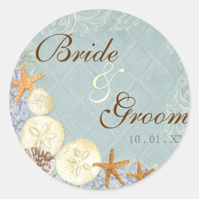 Adesivo Redondo Algodão Floral pelo Casamento de Beachy (Frente)