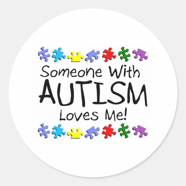 Adesivo Redondo Alguém Com Autismo Me Ama (PP) (Frente)