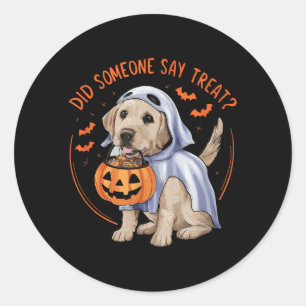 Adesivo Redondo Alguém Disse Brinquedo_ Labrador de Halloween