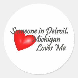 Adesivo Redondo Alguém em Detroit ama-me