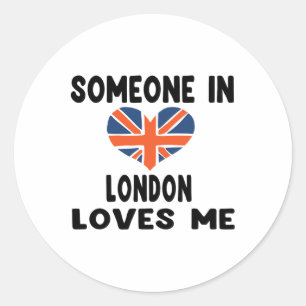 Adesivo Redondo Alguém em Londres Me Ama Inglaterra Bandeira Britâ