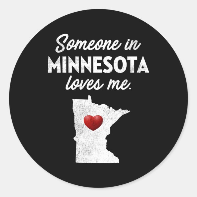 Adesivo Redondo Alguém Em Minnesota Me Ama Minnesota Mn (Frente)