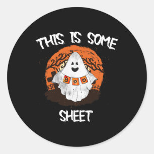 Adesivo Redondo Algum Folheto de Boo Halloween Ghost Engraçado Gif