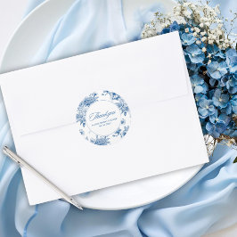 Adesivo Redondo Alguma coisa azul, chá de bebê em estilo chinoiser