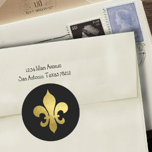 Adesivo Redondo Alguma cor com selo Dourado do envelope da flor de