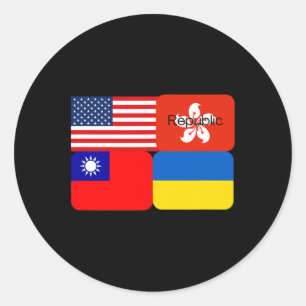 Adesivo Redondo Aliança Liberdade EUA Hong Kong República Taiwan U