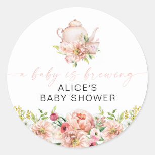 Adesivo Redondo ALICE Blush Floral Baby Brear Breing Favor do Part