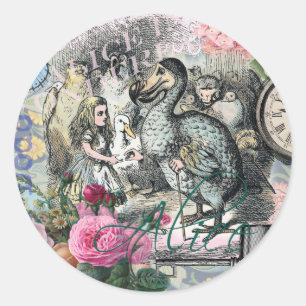 Adesivo Redondo Alice Classic Wonderland Dodo Arte Tenniel