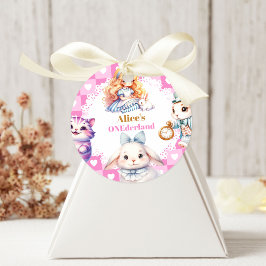 Adesivo Redondo Alice Dourada rosa no Festa de Aniversário do País