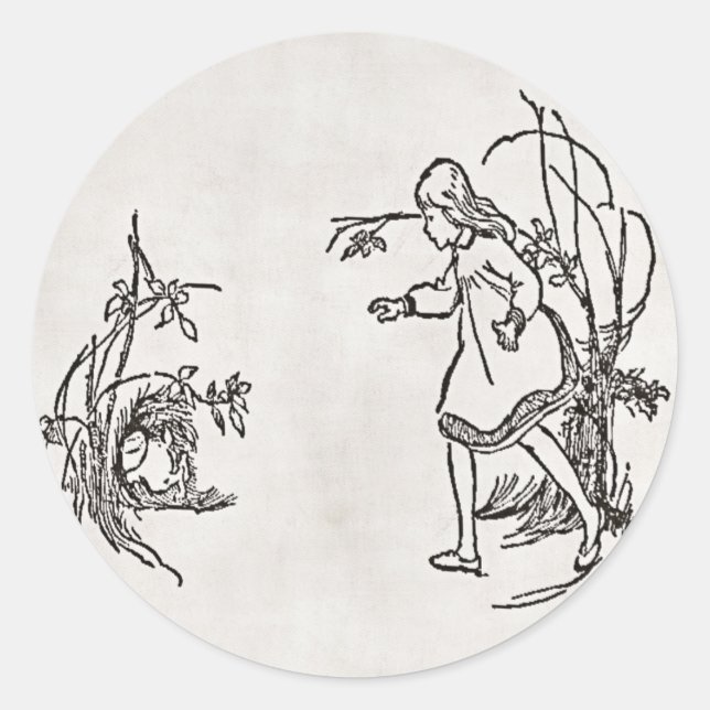 Adesivo Redondo Alice Down Rabbit Hole Sticker (Frente)