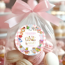 Adesivo Redondo Alice in Wonderland 1st birthday Thank You Sticker