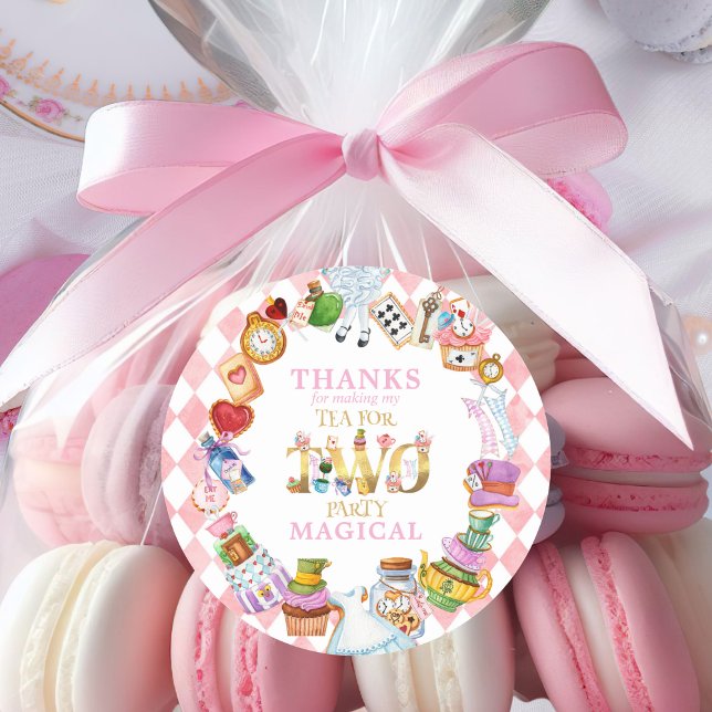 Adesivo Redondo Alice in Wonderland 2nd birthday Thank You Sticker (Criador carregado)