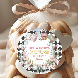 Adesivo Redondo Alice in Wonderland Flower Frame  1st birthday