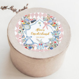 Adesivo Redondo Alice no aniversário Whimsical de Onederland