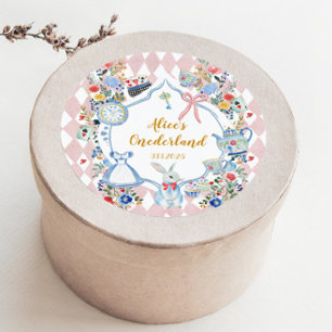 Adesivo Redondo Alice no aniversário Whimsical de Onederland