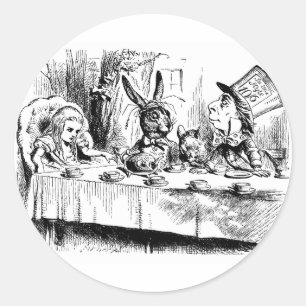 Adesivo Redondo Alice no Mad Tea Party