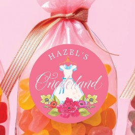 Adesivo Redondo Alice no País das Florestas e Vestido Azul