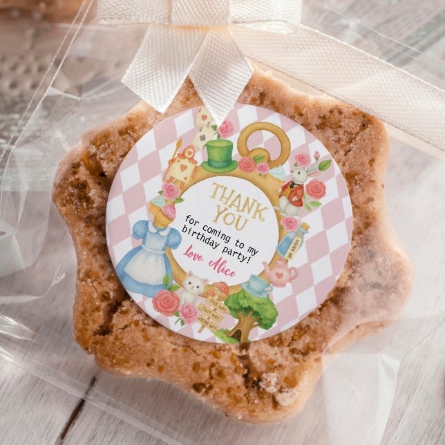 Adesivo Redondo Alice no País das Florestas Rosa Fresco de Anivers (Criador carregado)