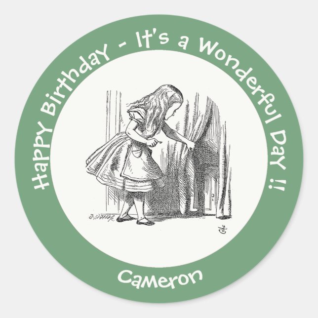 Adesivo Redondo Alice no País das Maravilhas, Aniversário ou Outro (Frente)