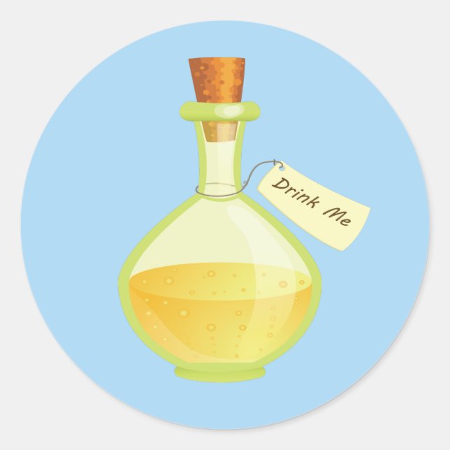 Adesivo Redondo Alice no País das Maravilhas beba-me (Frente)