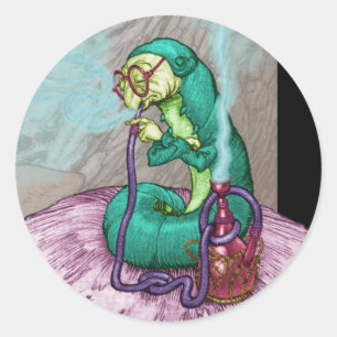 Adesivo Redondo Alice no país das maravilhas - Caterpillar