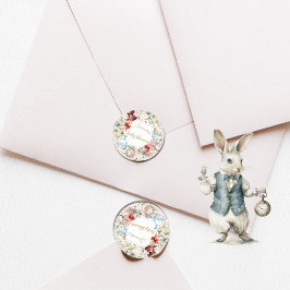 Adesivo Redondo Alice No País Das Maravilhas, Chá de fraldas Flora