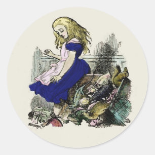 Adesivo Redondo Alice no País das Maravilhas ~ Coelho Sticker Verm
