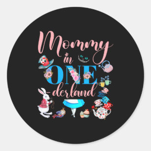 Adesivo Redondo Alice No País Das Maravilhas Família Mamãe Do Aniv