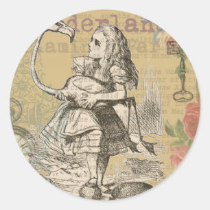 Adesivo Redondo Alice no País das Maravilhas Flamingo Classic