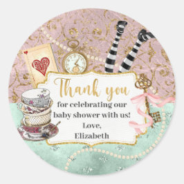 Adesivo Redondo Alice no País das Maravilhas Obrigado Clássico