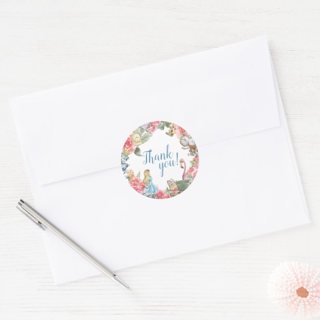 Adesivo Redondo Alice no País das Neves Obrigado Stickers (Envelope)