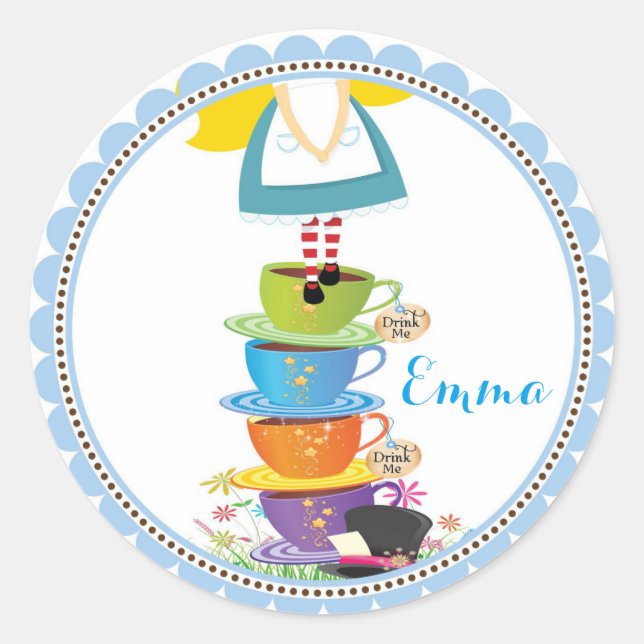 Adesivo Redondo Alice no Pau das Maravilhas (Frente)