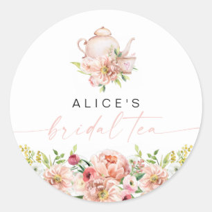 Adesivo Redondo ALICE Rubor Floral Chá de Noiva Festa Brunch