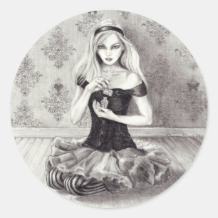Adesivo Redondo Alice Sticker Alice no Sticker das Maravilhas
