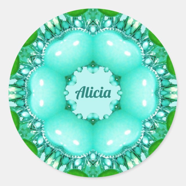 Adesivo Redondo ALICIA ~ Bright Abstrato Fractal Patterno ~ (Frente)