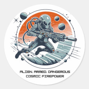 Adesivo Redondo Alienígena armada perigosa