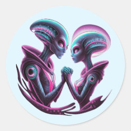 Adesivo Redondo Alienígena Casal