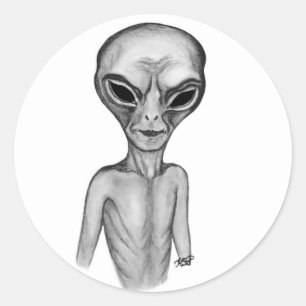 Adesivo Redondo Alienígena Cinza