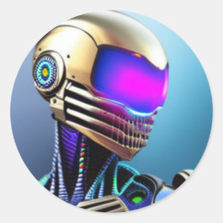 Adesivo Redondo Alienígena Cyborg Classic Round Sticker
