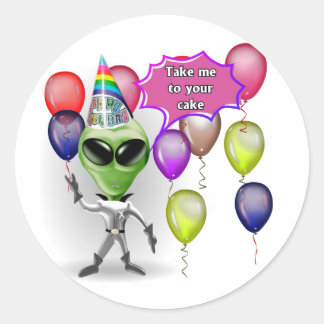 Adesivo Redondo Alienígena de aniversário